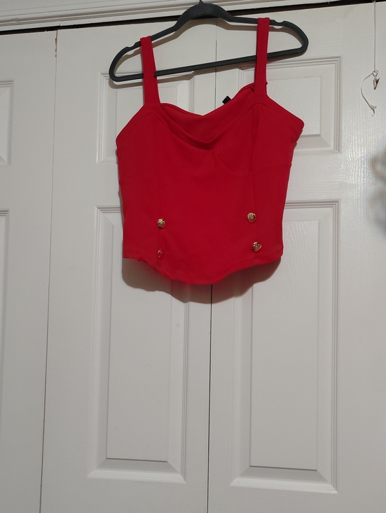 New York & Company Tops - Red Cowl Neck Button-Accent Women's Tank Top Lg